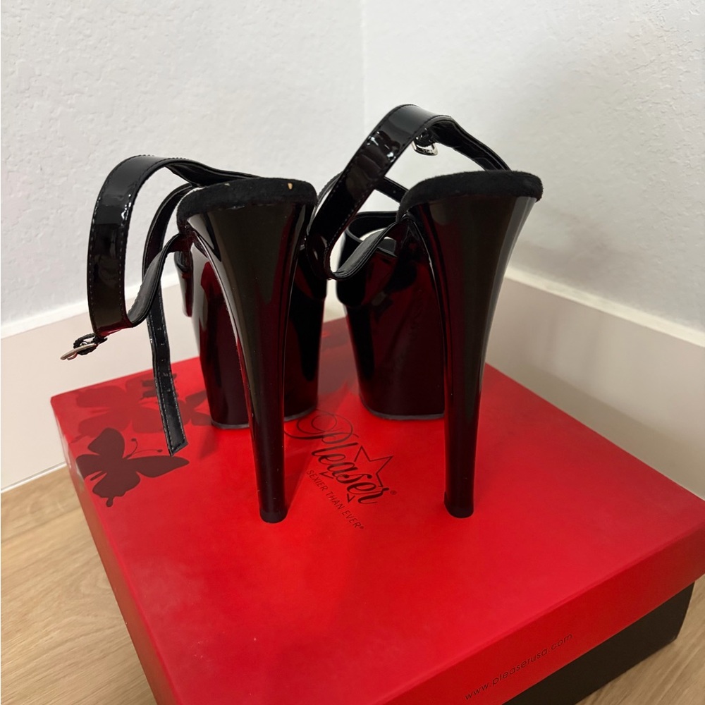 Pleaser Black Patent Platform Slingback Sandals - Picture 3 of 5